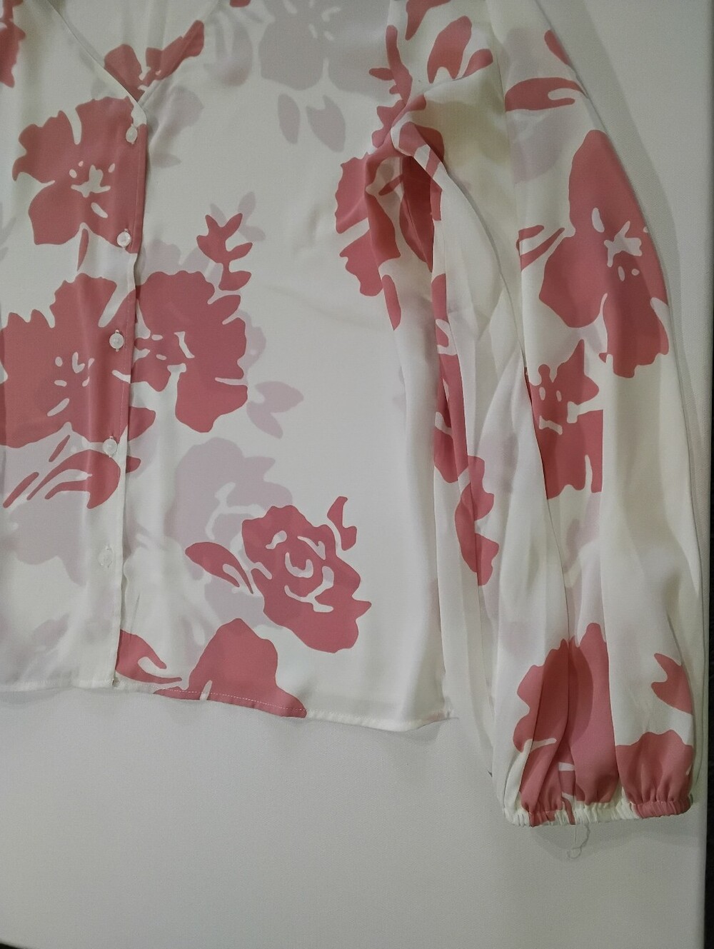 Cato Button Down Popover Blouse Womens Size XL White Pink Floral Boho Chic - Picture 2 of 8